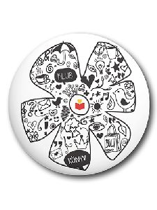 Happily kitűző - fehér, virág