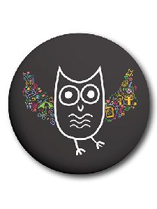 Happily kitűző - fekete, bagoly