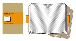 Moleskine füzetcsomag (vonalas, kis méretű, puhatáblás, barna, 3 darab/csomag)