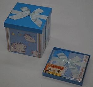 Kihajtogatható ajándékdoboz 17,5 cm - Kék, elefántos