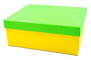 Díszdoboz (nagy méretű, sárga-zöld)