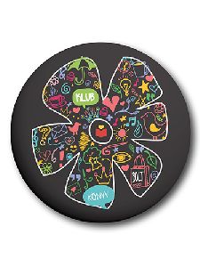 Happily kitűző - fekete, virág